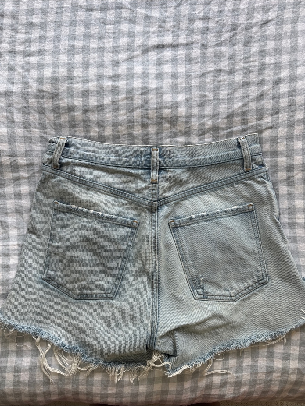 Agolde Dee Short Light Blue High-Rise Frayed Hem Denim Shorts - Picture 2 of 2